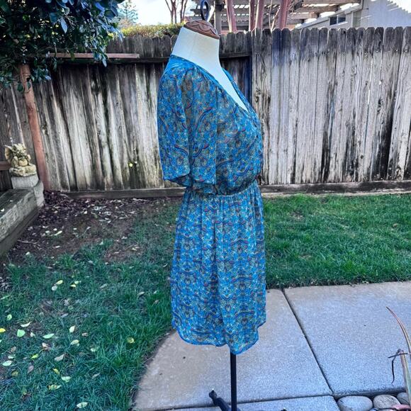 Xhilaration Dress Blue Lace Floral Paisley Bat Wing Women's Size Small - Picture 4 of 12